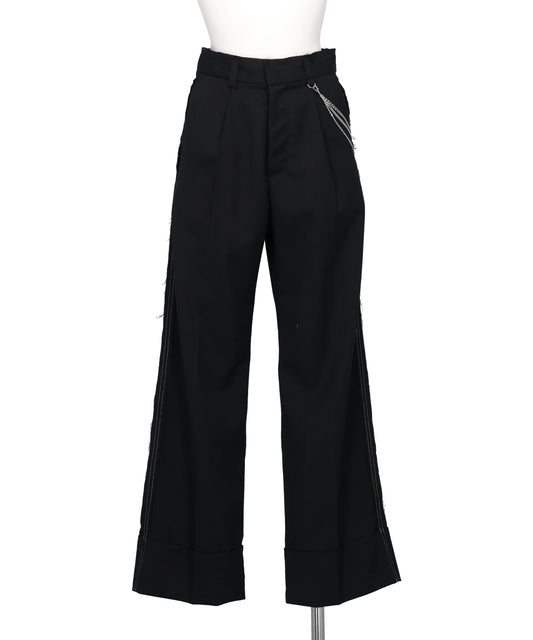 SEAM FRAYED DROPPED CHAIN PANTS