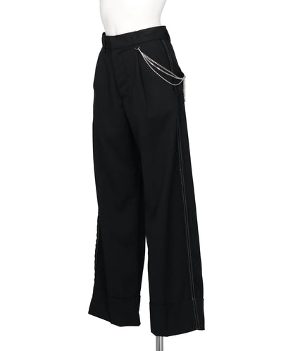 SEAM FRAYED DROPPED CHAIN PANTS