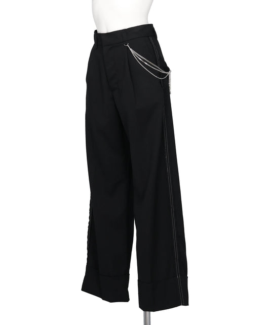 SEAM FRAYED DROPPED CHAIN PANTS