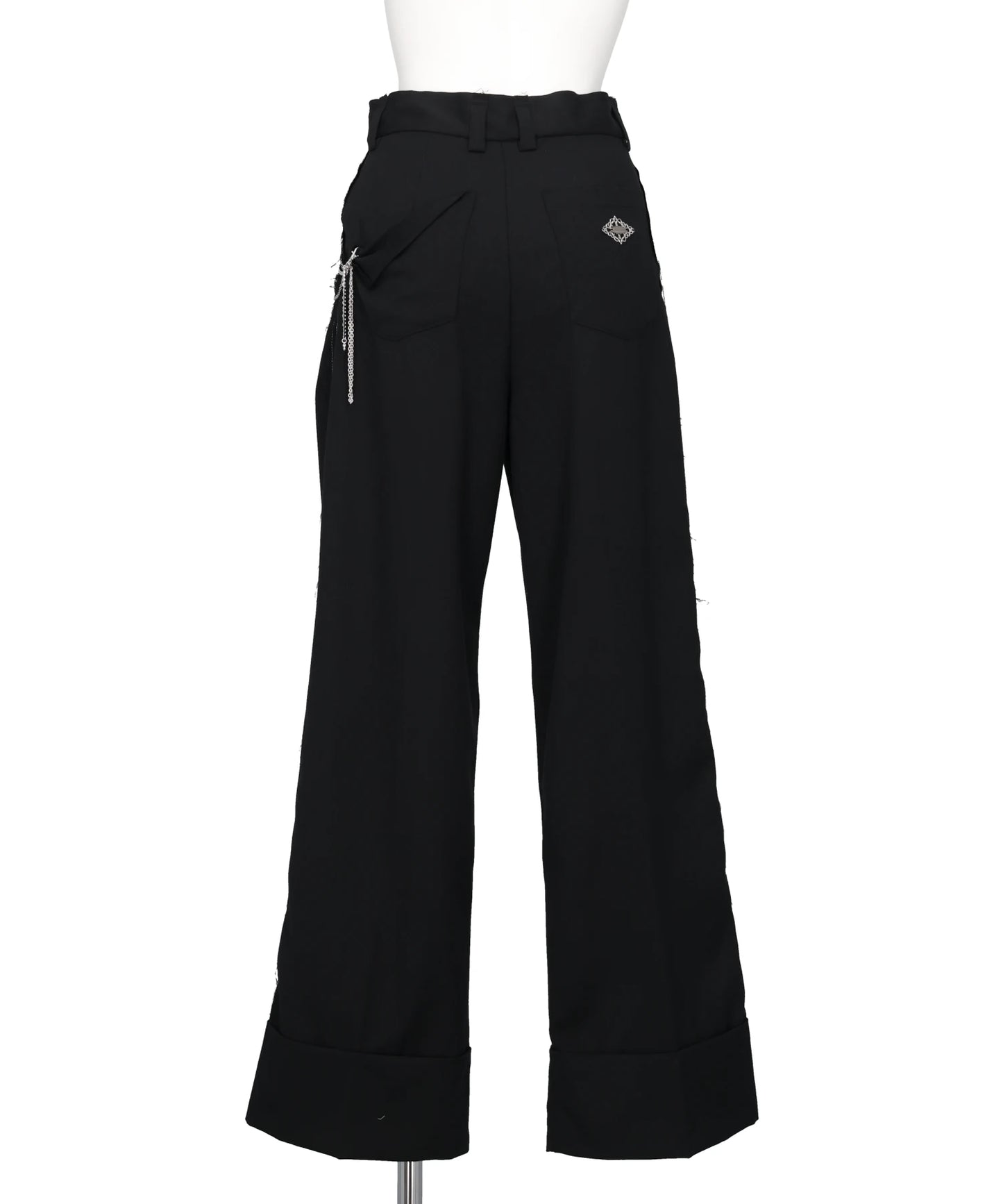 SEAM FRAYED DROPPED CHAIN PANTS