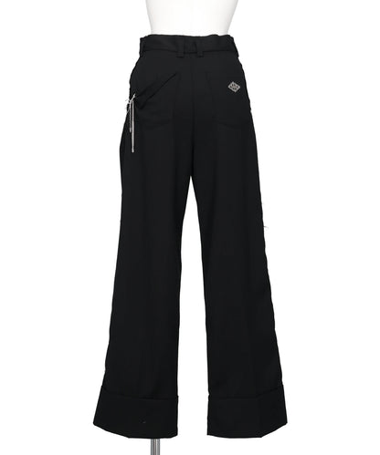 SEAM FRAYED DROPPED CHAIN PANTS