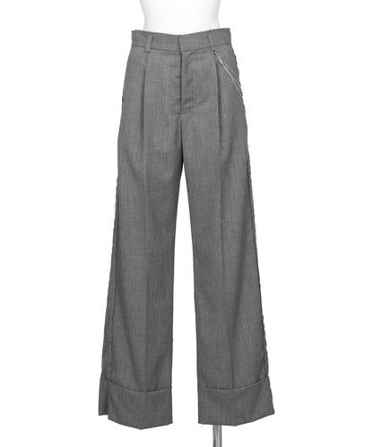 SEAM FRAYED DROPPED CHAIN PANTS