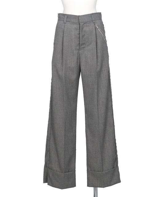 SEAM FRAYED DROPPED CHAIN PANTS