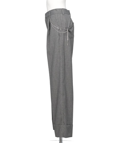 SEAM FRAYED DROPPED CHAIN PANTS