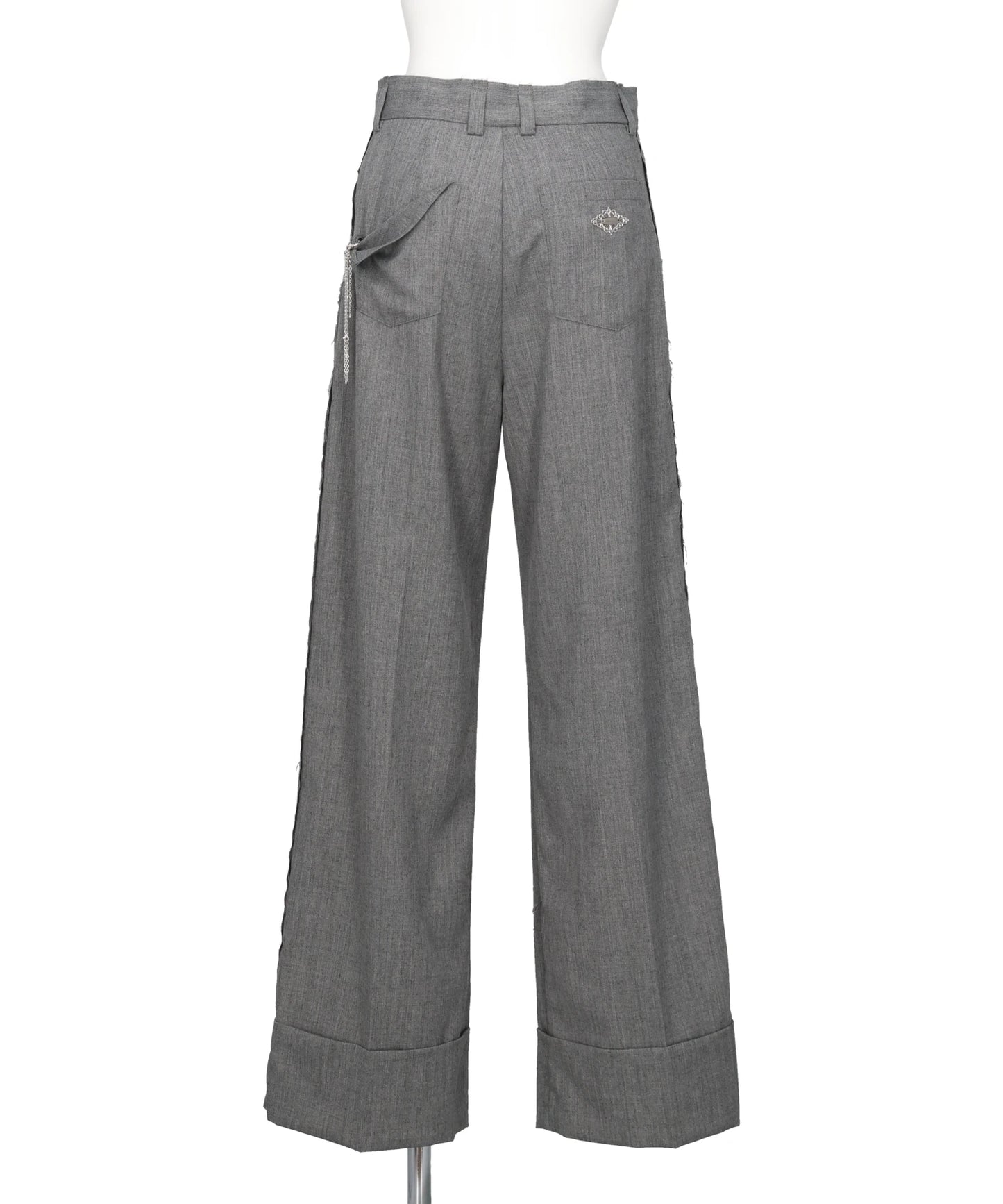 SEAM FRAYED DROPPED CHAIN PANTS