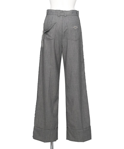 SEAM FRAYED DROPPED CHAIN PANTS