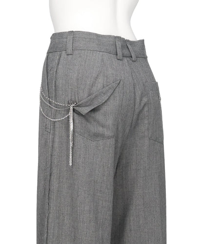 SEAM FRAYED DROPPED CHAIN PANTS