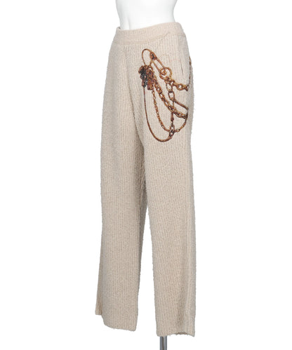 TROMPE L'OEIL EMBROIDERY KNIT PANTS