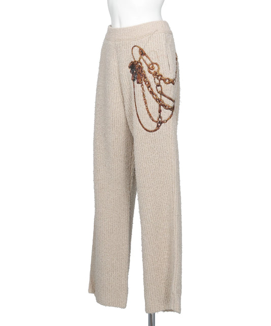 TROMPE L'OEIL EMBROIDERY KNIT PANTS
