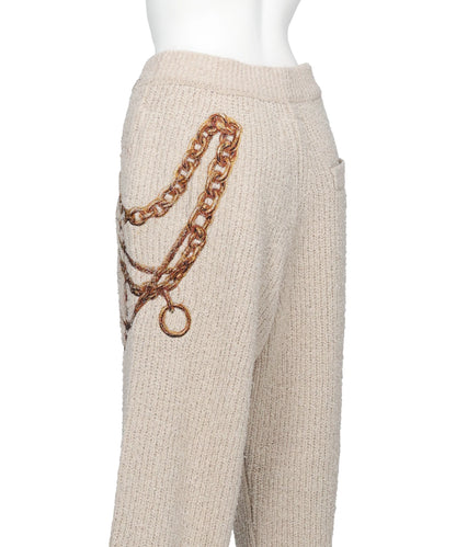 TROMPE L'OEIL EMBROIDERY KNIT PANTS