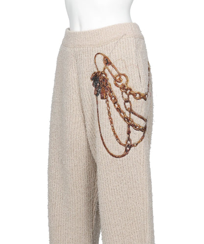 TROMPE L'OEIL EMBROIDERY KNIT PANTS
