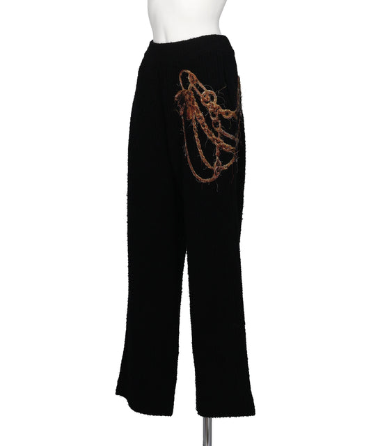 TROMPE L'OEIL EMBROIDERY KNIT PANTS