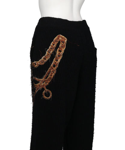 TROMPE L'OEIL EMBROIDERY KNIT PANTS