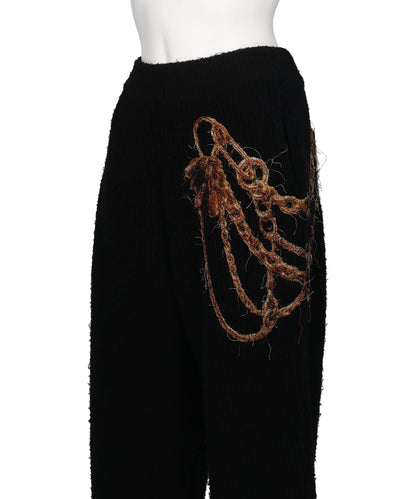 TROMPE L'OEIL EMBROIDERY KNIT PANTS