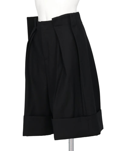 HARD WOOL TUCK BERMUDA PANTS