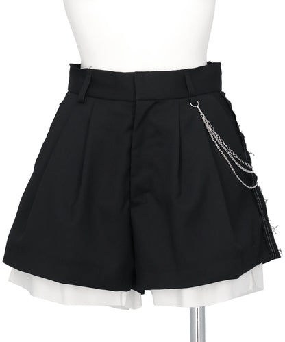 SEAM FRAYED DROPPED CHAIN CULOTTES PANTS