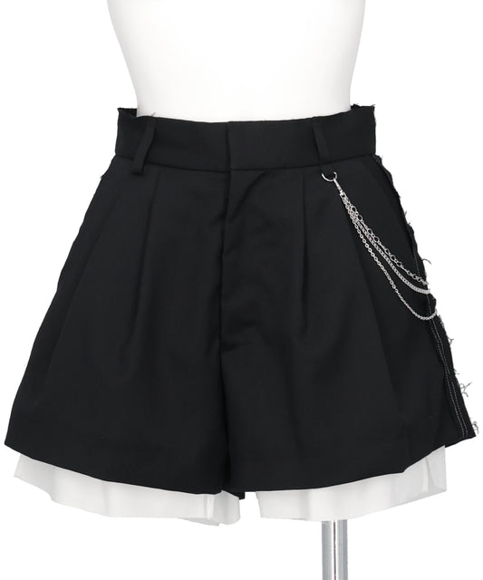 SEAM FRAYED DROPPED CHAIN CULOTTES PANTS