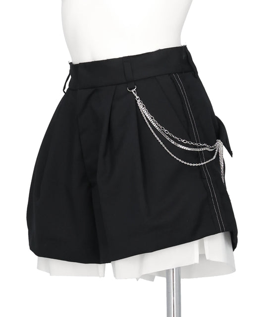 SEAM FRAYED DROPPED CHAIN CULOTTES PANTS