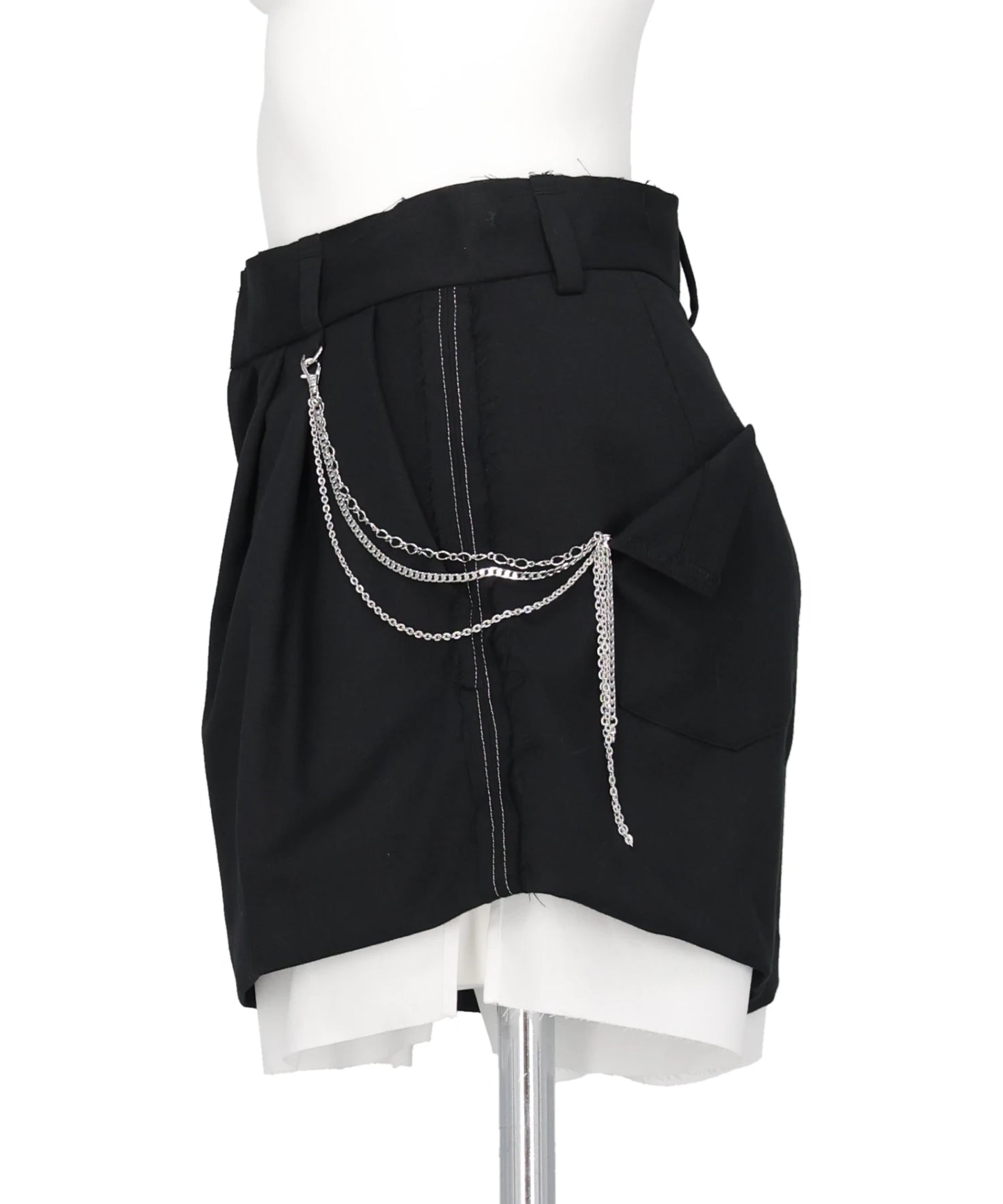 SEAM FRAYED DROPPED CHAIN CULOTTES PANTS