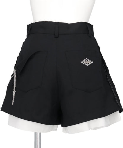 SEAM FRAYED DROPPED CHAIN CULOTTES PANTS