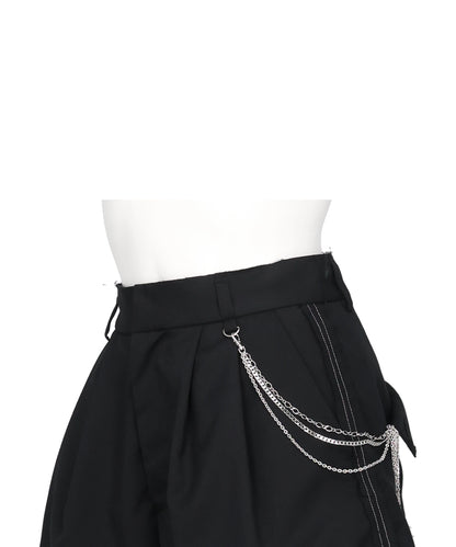 SEAM FRAYED DROPPED CHAIN CULOTTES PANTS