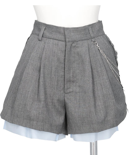 SEAM FRAYED DROPPED CHAIN CULOTTES PANTS