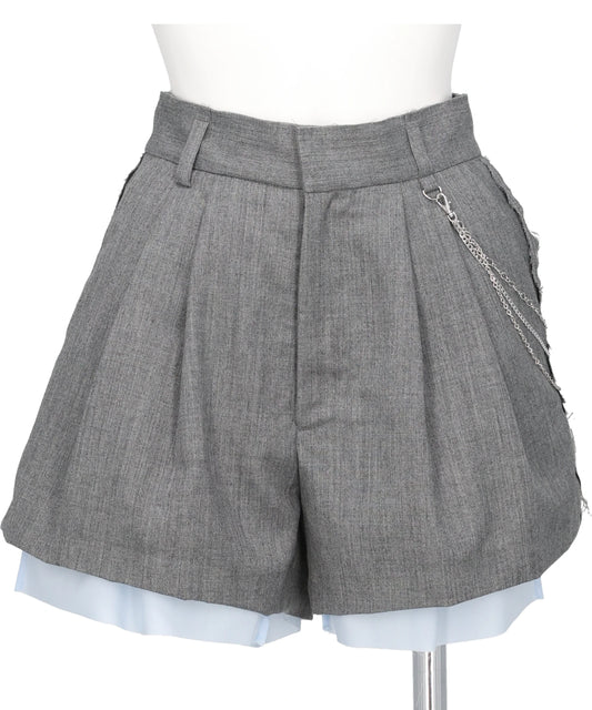 SEAM FRAYED DROPPED CHAIN CULOTTES PANTS