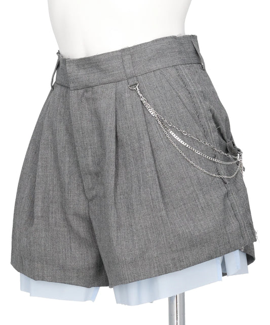 SEAM FRAYED DROPPED CHAIN CULOTTES PANTS