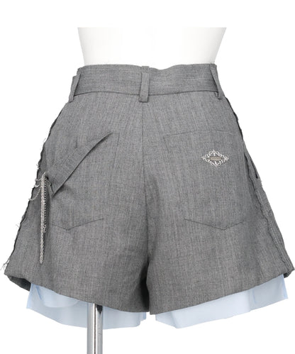 SEAM FRAYED DROPPED CHAIN CULOTTES PANTS