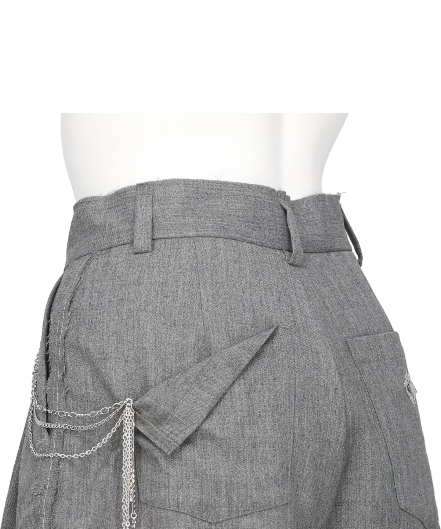 SEAM FRAYED DROPPED CHAIN CULOTTES PANTS