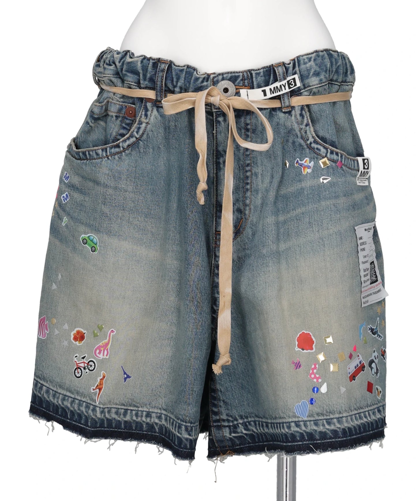 Maison MIHARA YASUHIRO(メゾンミハラヤスヒロ) DENIM GATHER SHORTS w KIDS STICKER