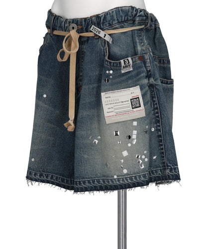 DENIM GATHER SHORTS