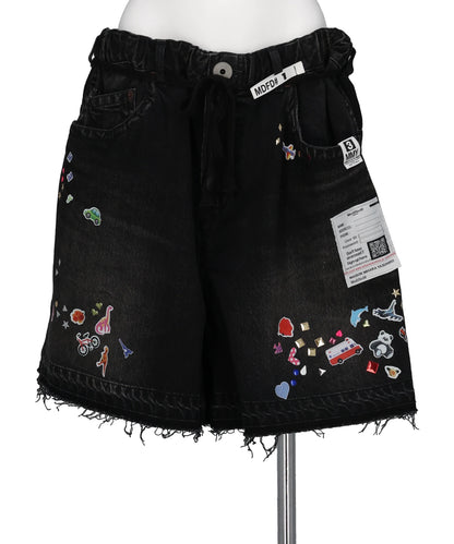 Maison MIHARA YASUHIRO(メゾンミハラヤスヒロ) DENIM GATHER SHORTS w KIDS STICKER　K16PT341