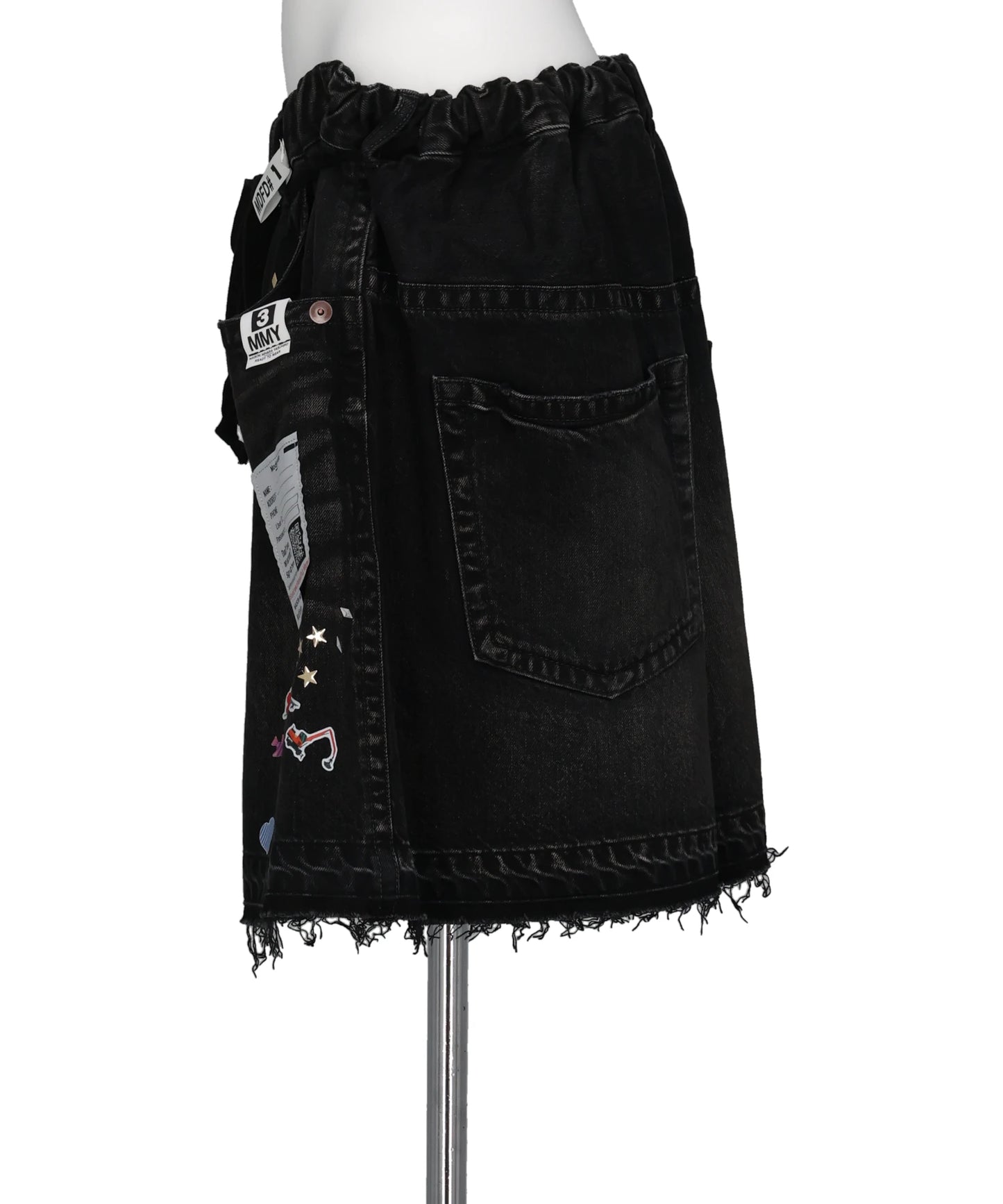DENIM GATHER SHORTS w KIDS STICKER