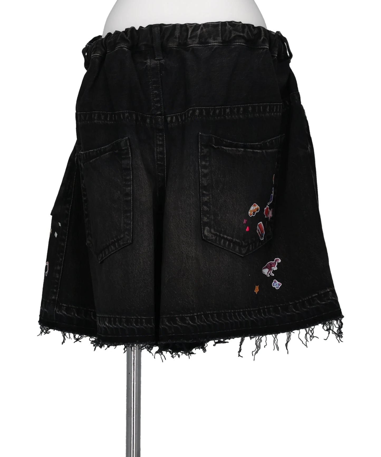 DENIM GATHER SHORTS w KIDS STICKER