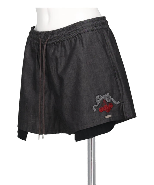 CHERRY TAPE RIBBON HALF PANTS