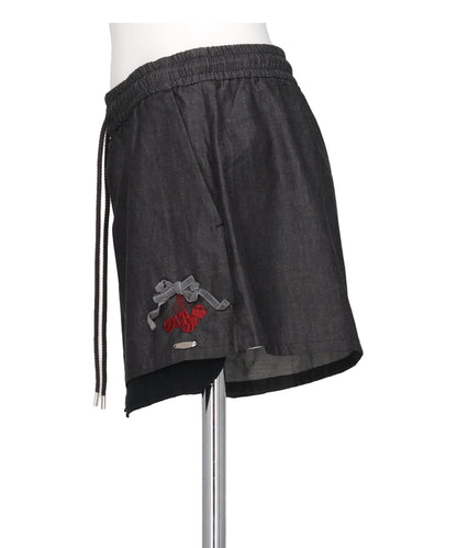 CHERRY TAPE RIBBON HALF PANTS