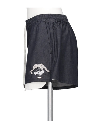CHERRY TAPE RIBBON HALF PANTS