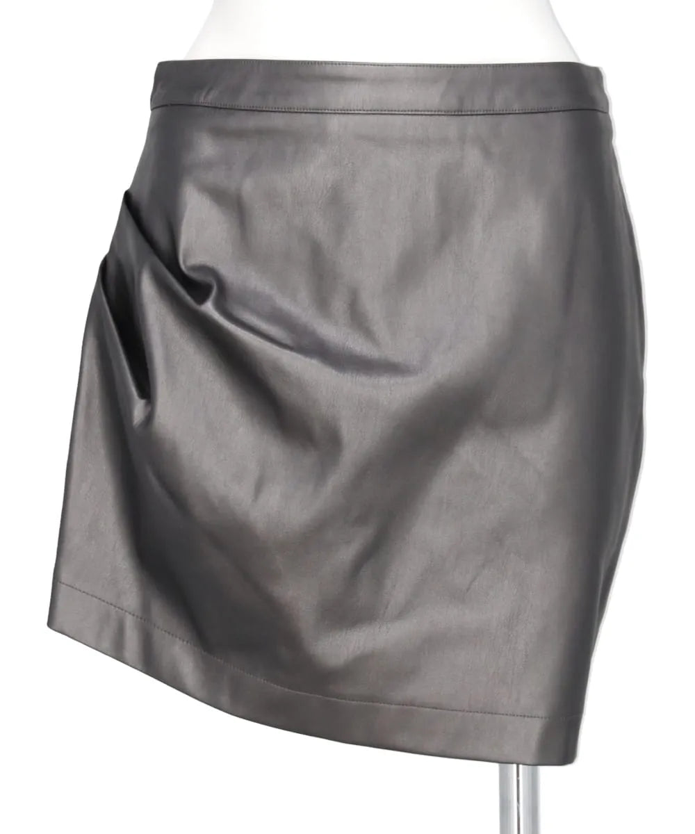 SYNTHETIC LEATHER DRAPE SKIRT