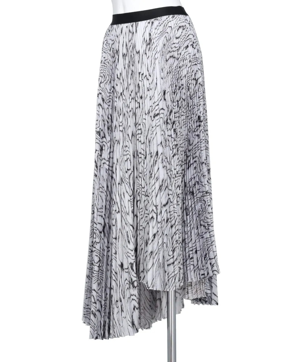 MOIRE SATIN ASYMMETRY PLEATED SKIRT