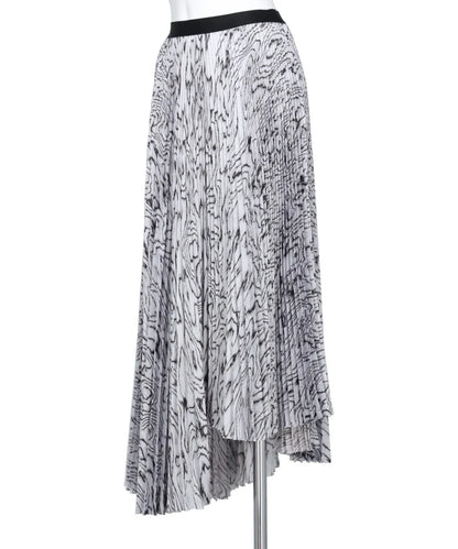 MOIRE SATIN ASYMMETRY PLEATED SKIRT