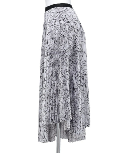 MOIRE SATIN ASYMMETRY PLEATED SKIRT