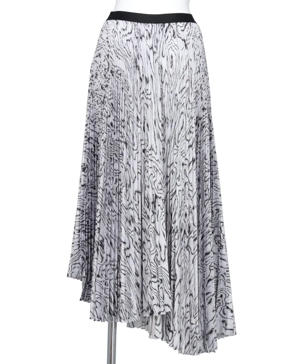 MOIRE SATIN ASYMMETRY PLEATED SKIRT