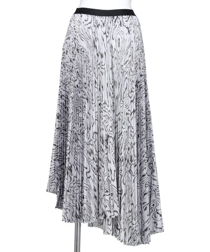 MOIRE SATIN ASYMMETRY PLEATED SKIRT