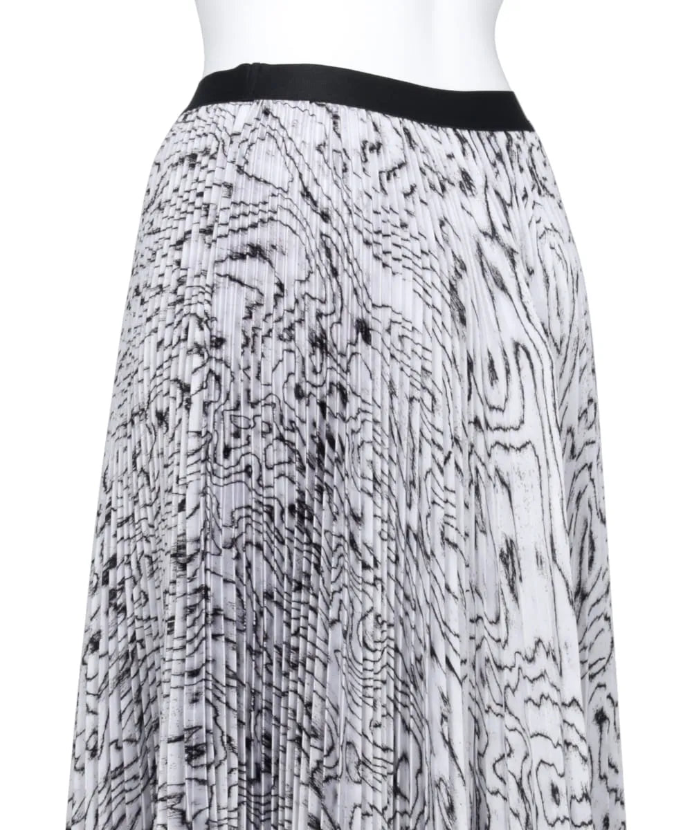 MOIRE SATIN ASYMMETRY PLEATED SKIRT
