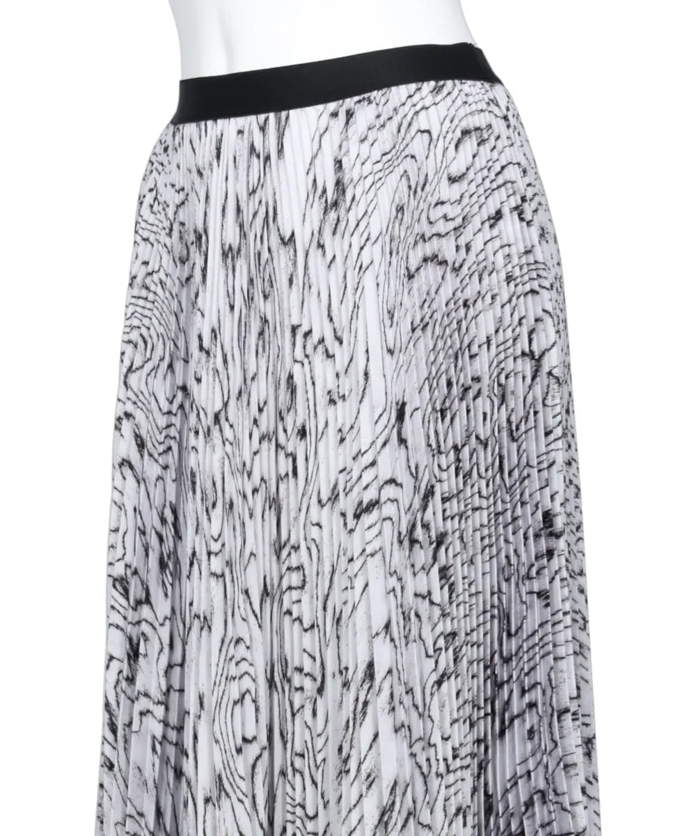 MOIRE SATIN ASYMMETRY PLEATED SKIRT