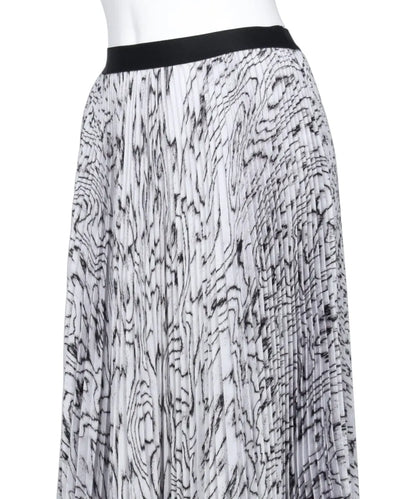 MOIRE SATIN ASYMMETRY PLEATED SKIRT
