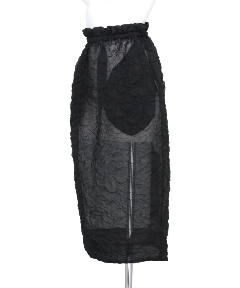 ELASTICATED GATHERED RUFFLE WAIST TULIP SKIRT