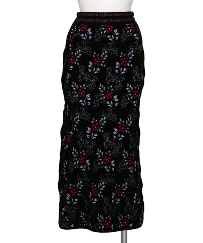 FLORAL MOTIF CHENILLE KNITTED SKIRT