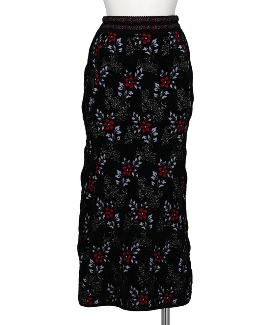 FLORAL MOTIF CHENILLE KNITTED SKIRT